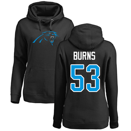 Carolina Panthers Black Women Brian Burns Name and Number Logo NFL Football #53 Pullover Hoodie Sweatshirts